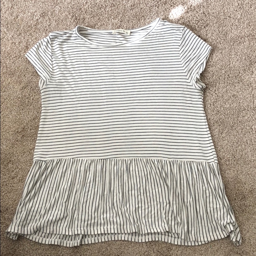 White and black striped peplum top